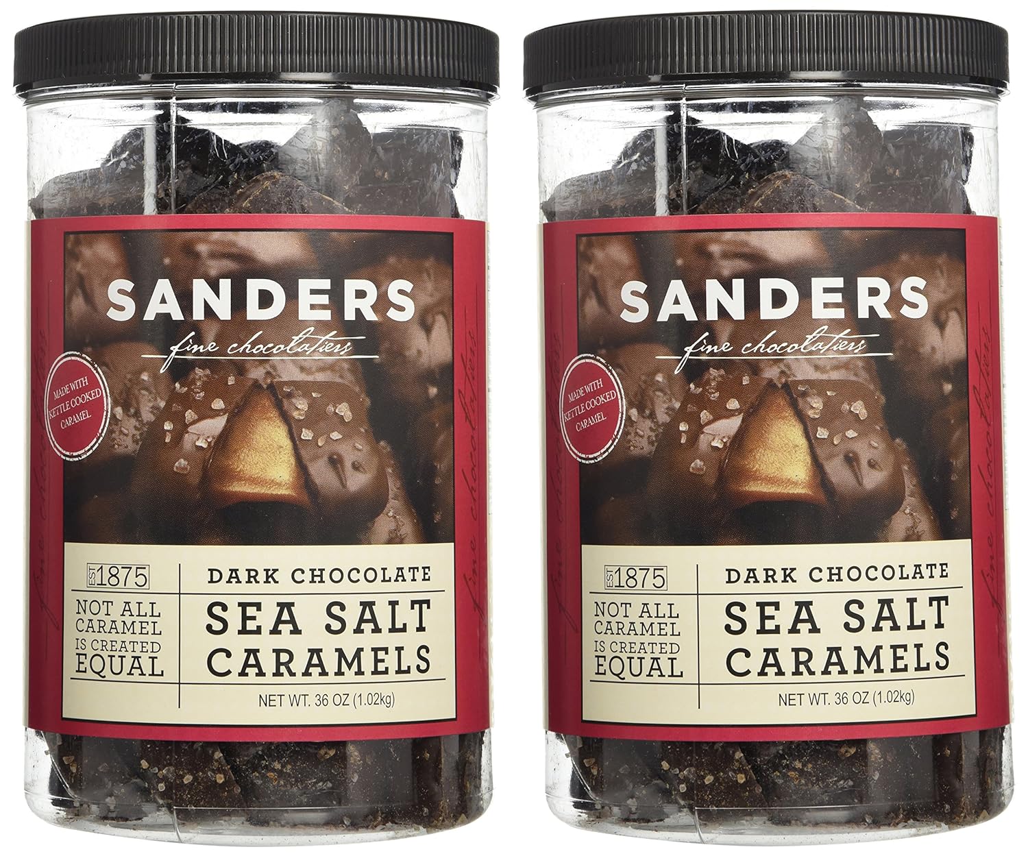 sanders dark chocolate sea salt caramels - 36 ounce each